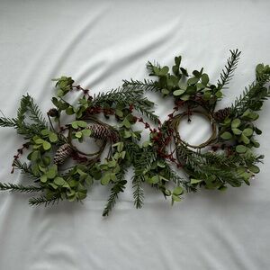 Festive Green and Red Holiday Candle Decor Set